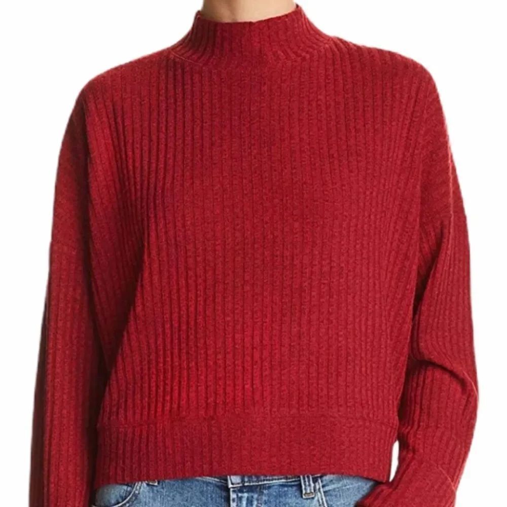 Red Mock Neck Long Sleeve Rib Knit Sweater by Band of Gypsies